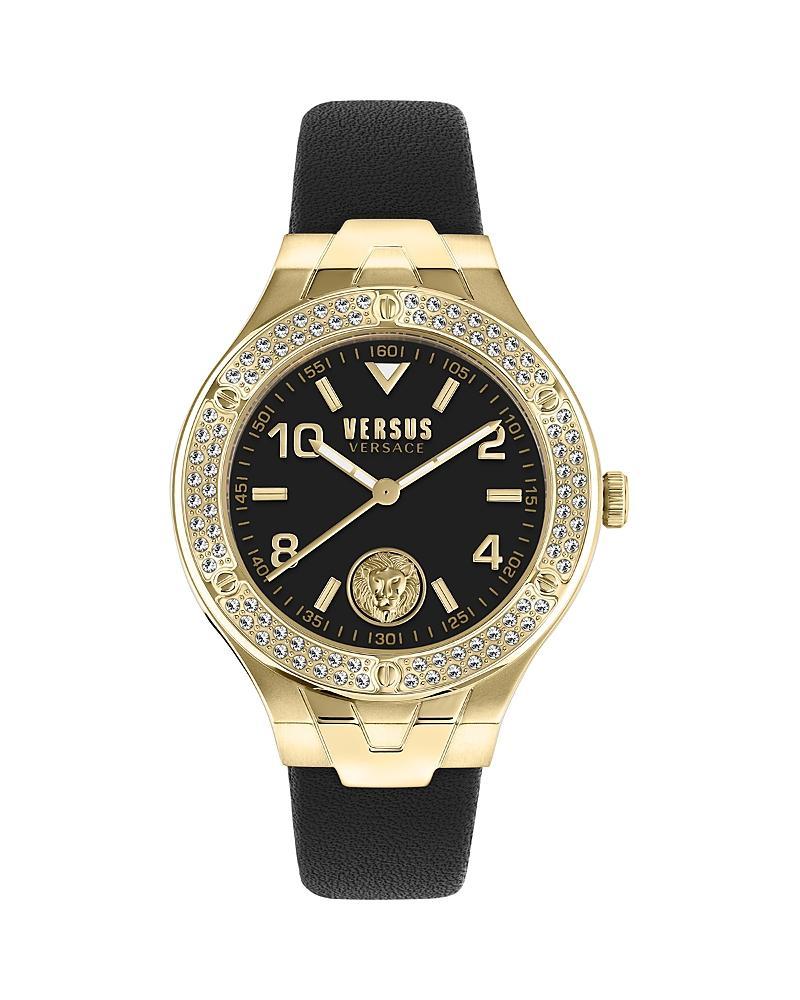 Versus Versace Womens Vittoria Three Hand Black Leather Watch 38mm Product Image