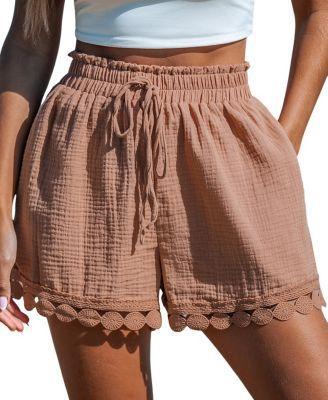 Women's Pink Elastic Waist Wide Leg Shorts Product Image