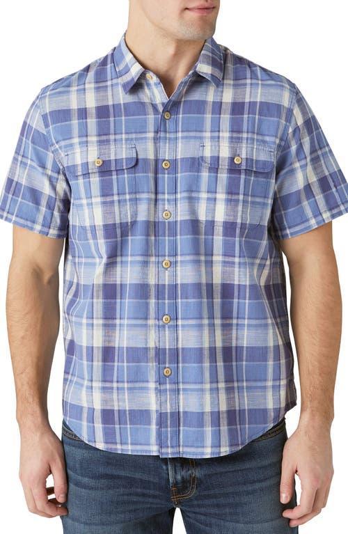 Lucky Brand Plaid Short Sleeve Cotton Button-Up Workwear Shirt Product Image