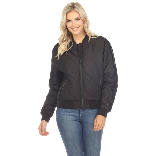 Lightweight Diamond Quilted Puffer Bomber Jacket Product Image