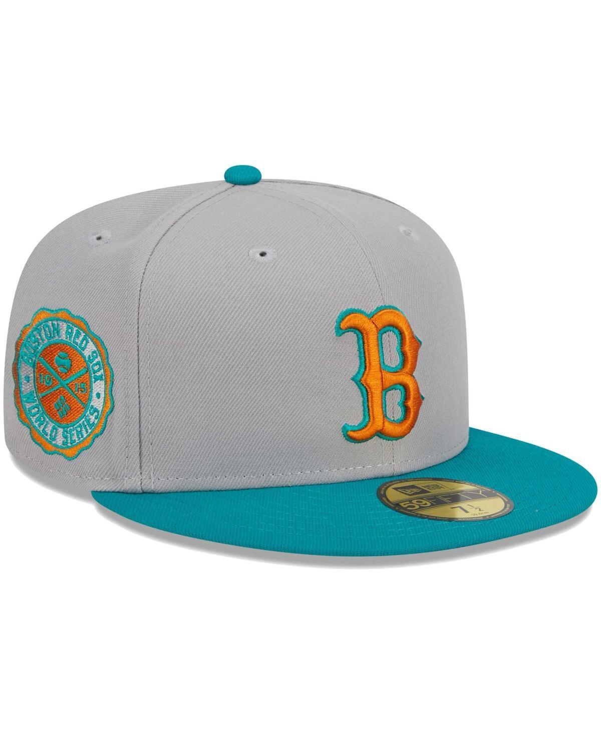 Mens New Era Gray/Teal Boston Red Sox 59FIFTY Fitted Hat Product Image