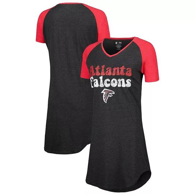 Womens Concepts Sport /Red Atlanta Falcons Raglan V-Neck Nightshirt Product Image