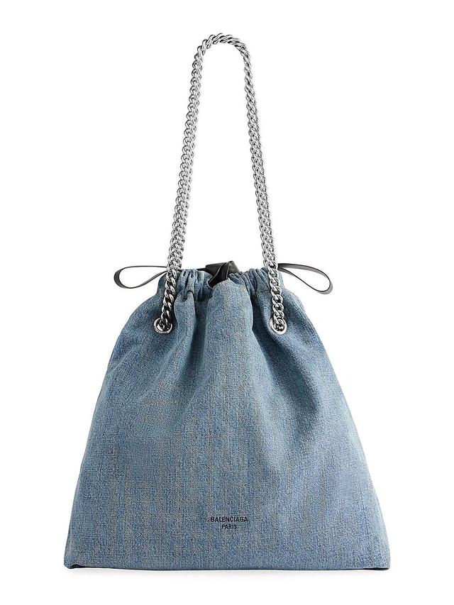 Womens Crush Medium Bucket Bag in Denim Product Image