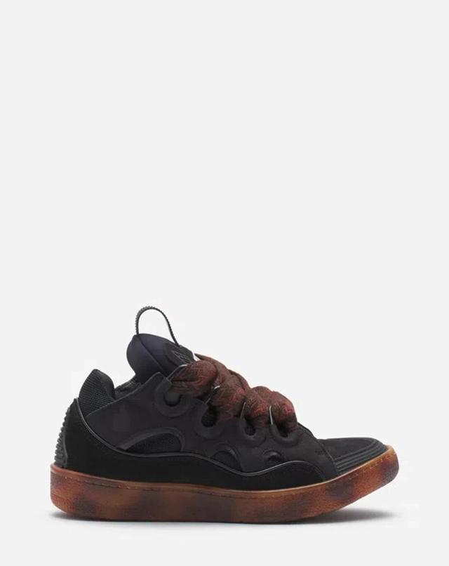 LANVIN Curb Leather Sneakers In Dark Brown,brown Product Image