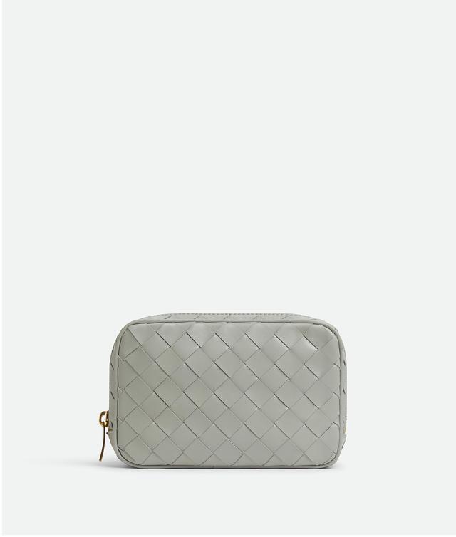 Women's Small Intrecciato Zippered Pouch in Agate grey Product Image