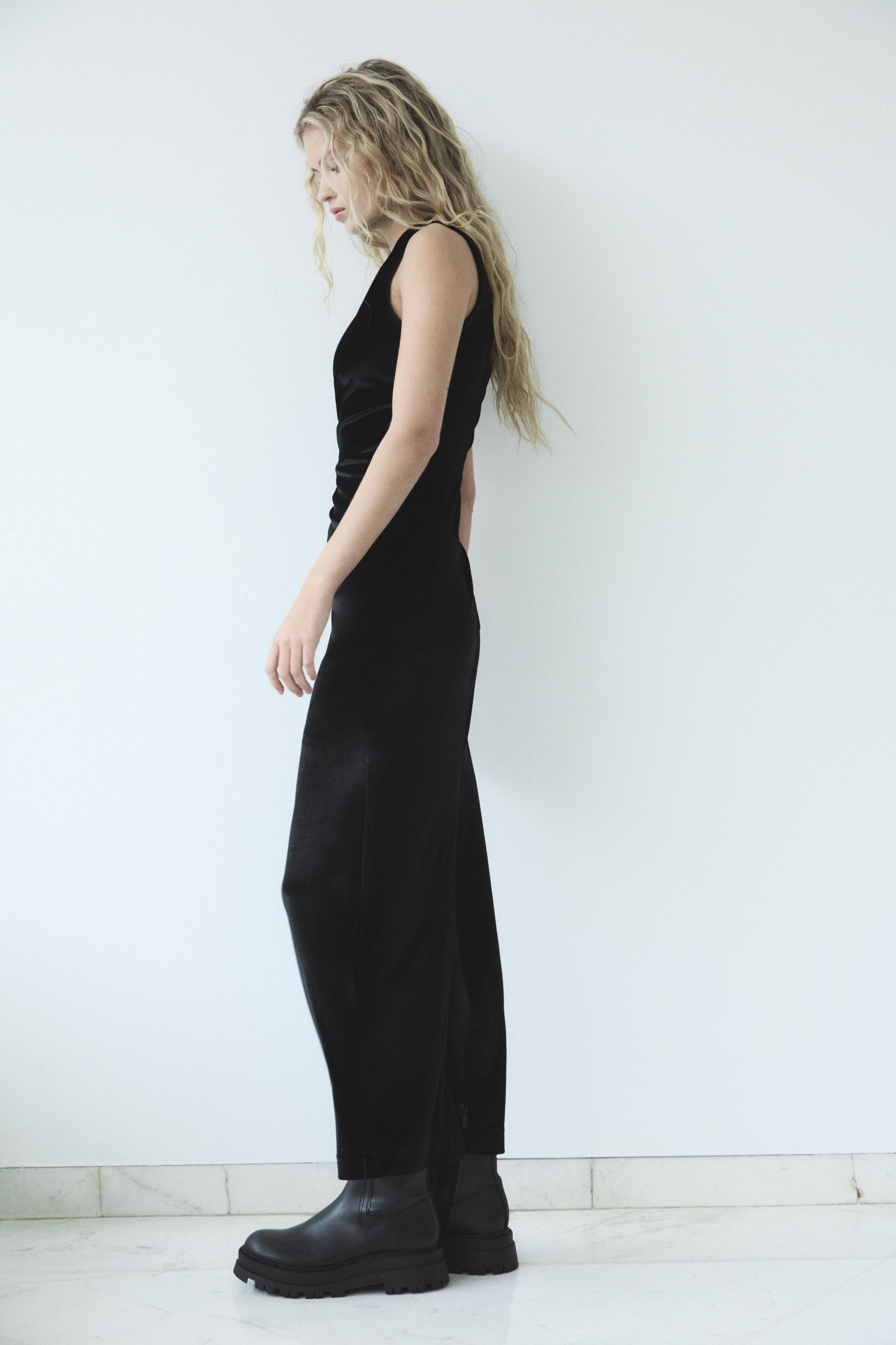 DRAPED VELVET MIDI DRESS Product Image