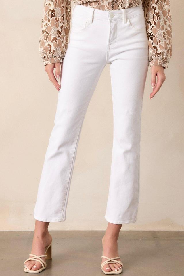 Over You Again White High Waisted Straight Leg Jeans Product Image