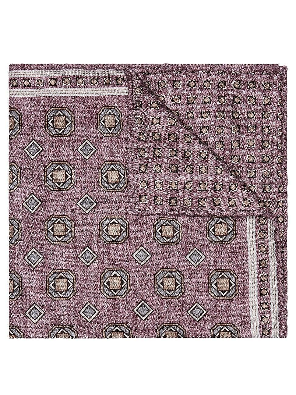 Men's Silk Geometric Pocket Square Product Image