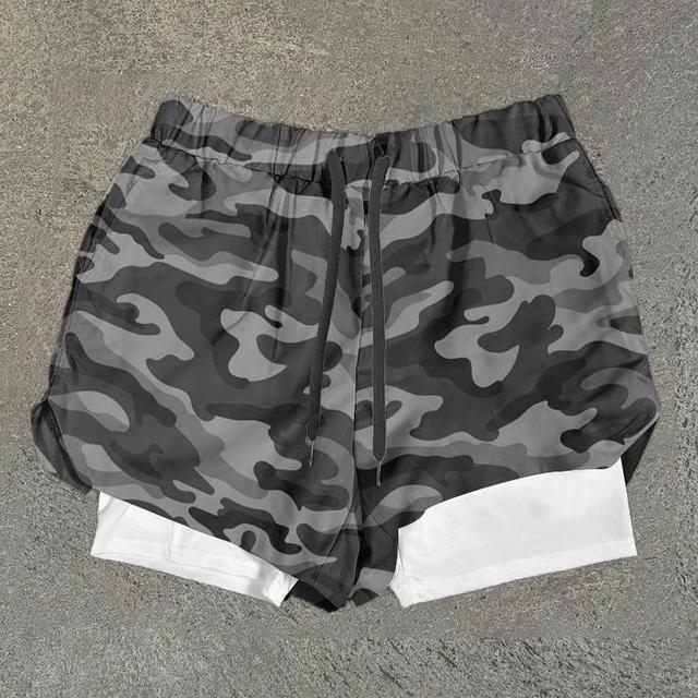 Sopula Camo Print Performance Double Layer Men's Gym Shorts Product Image