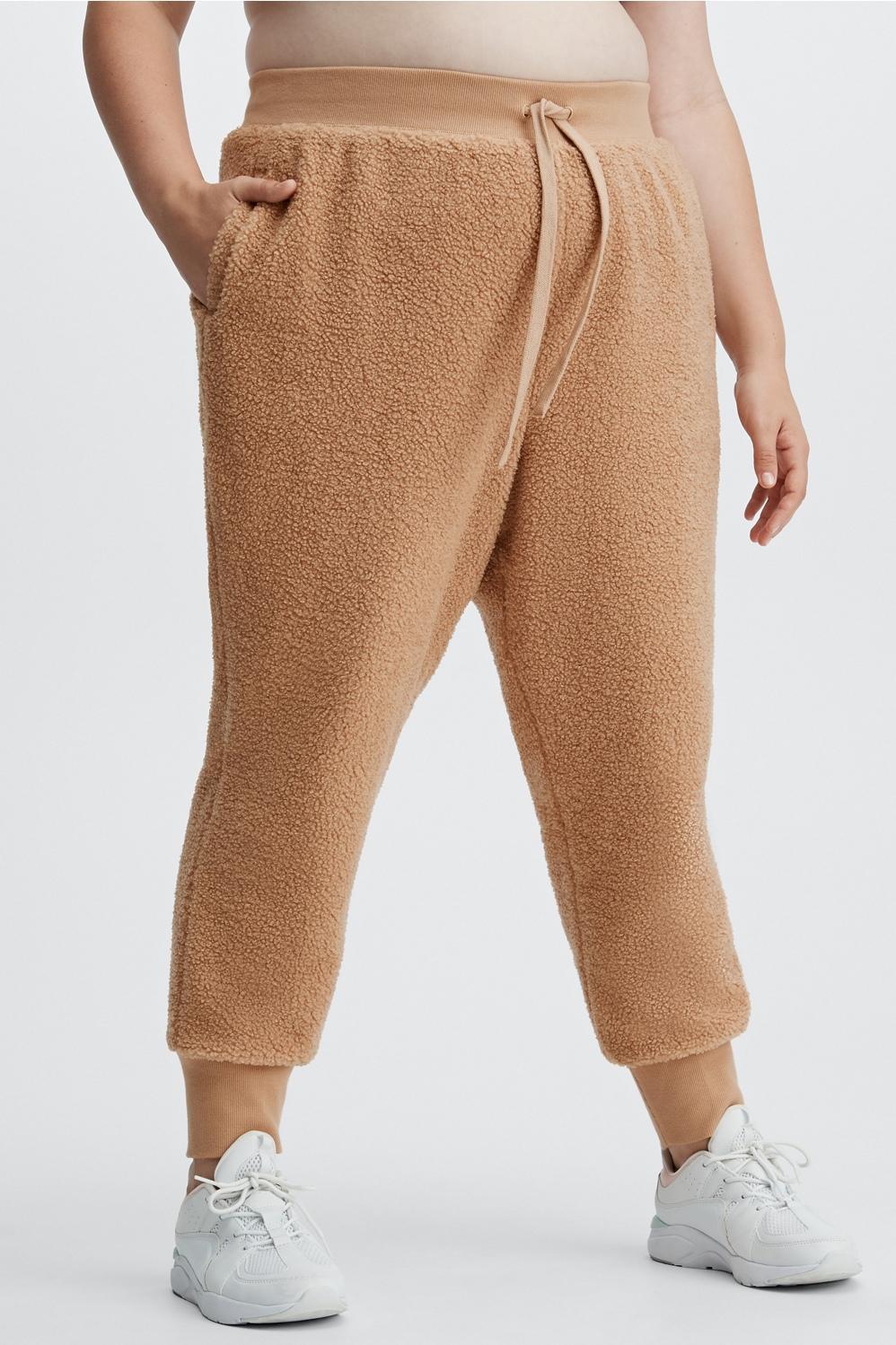 Fabletics Sherpa Luxe Jogger Womens Desert plus Size 3X Product Image