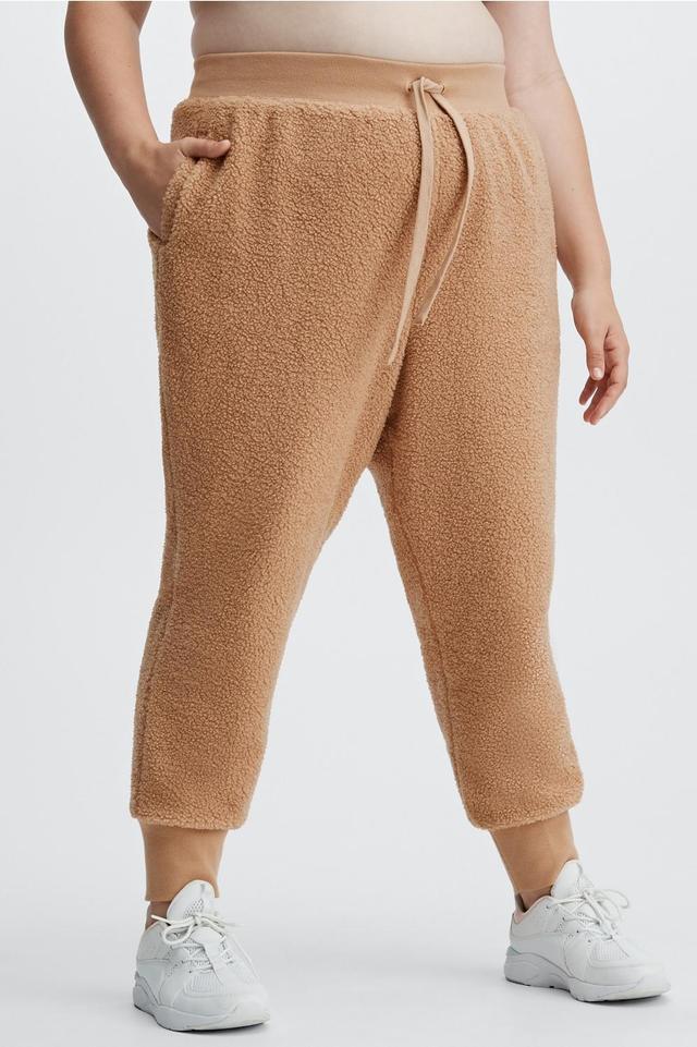 Fabletics Sherpa Luxe Jogger Womens Desert plus Size 3X Product Image