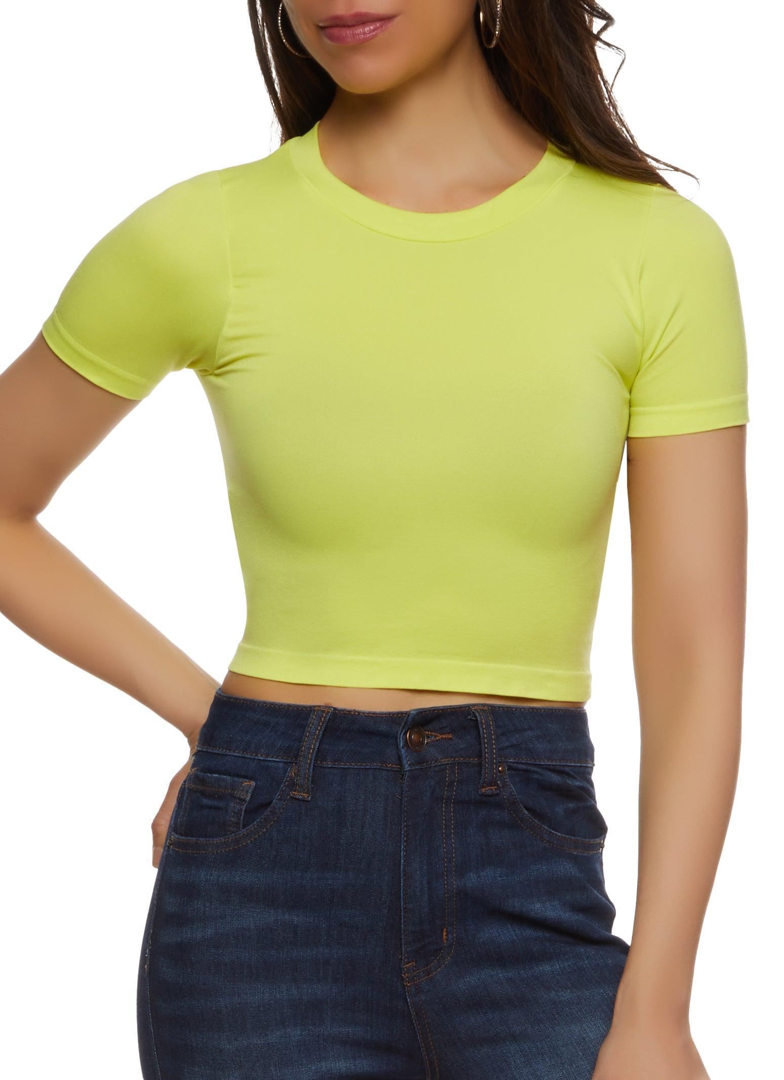 Womens Seamless Crew Neck Cropped T Shirt Product Image