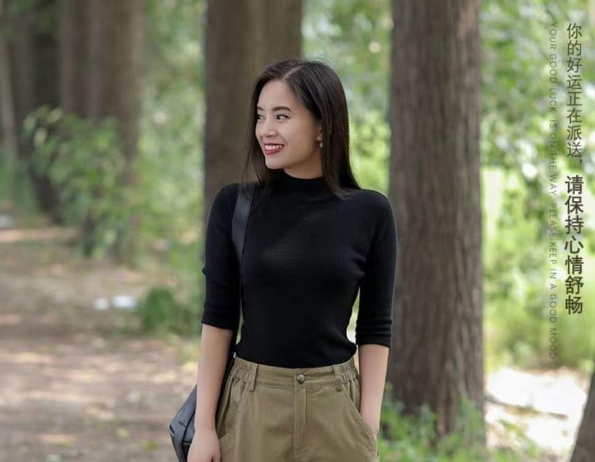 High Waist Plain Crop Harem Pants Product Image