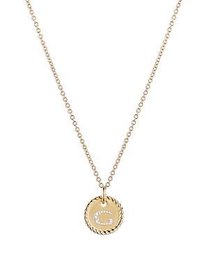 Womens Initial Charm Necklace in 18K Yellow Gold with Pav Diamonds Product Image