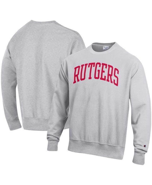 Mens Champion Heathered Gray Rutgers Scarlet Knights Arch Reverse Weave Pullover Sweatshirt Product Image