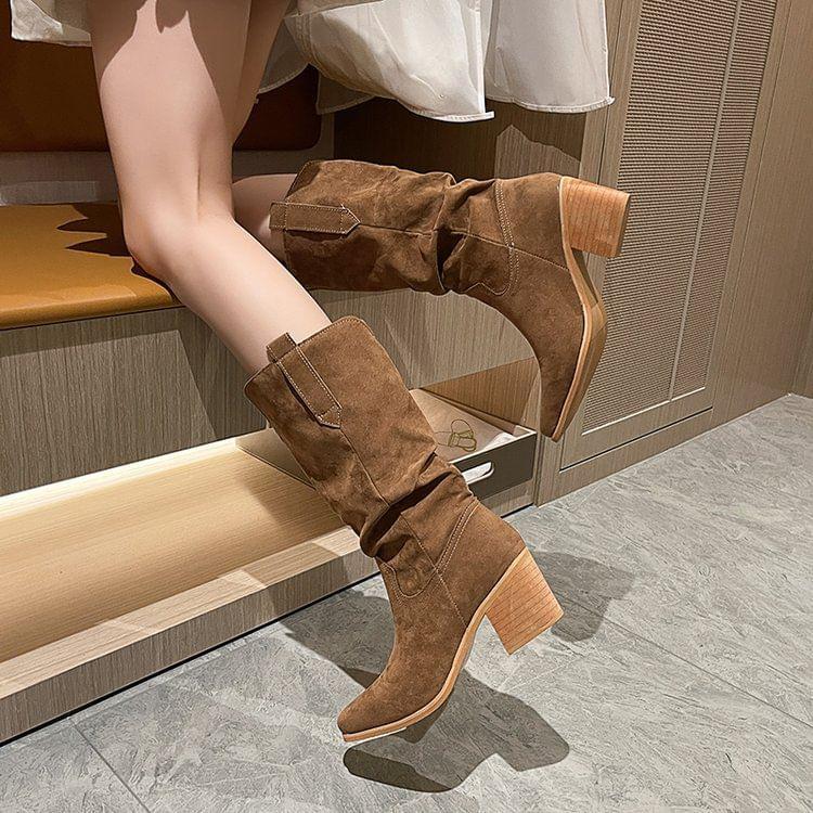 Block Heel Mid Calf Boots product image