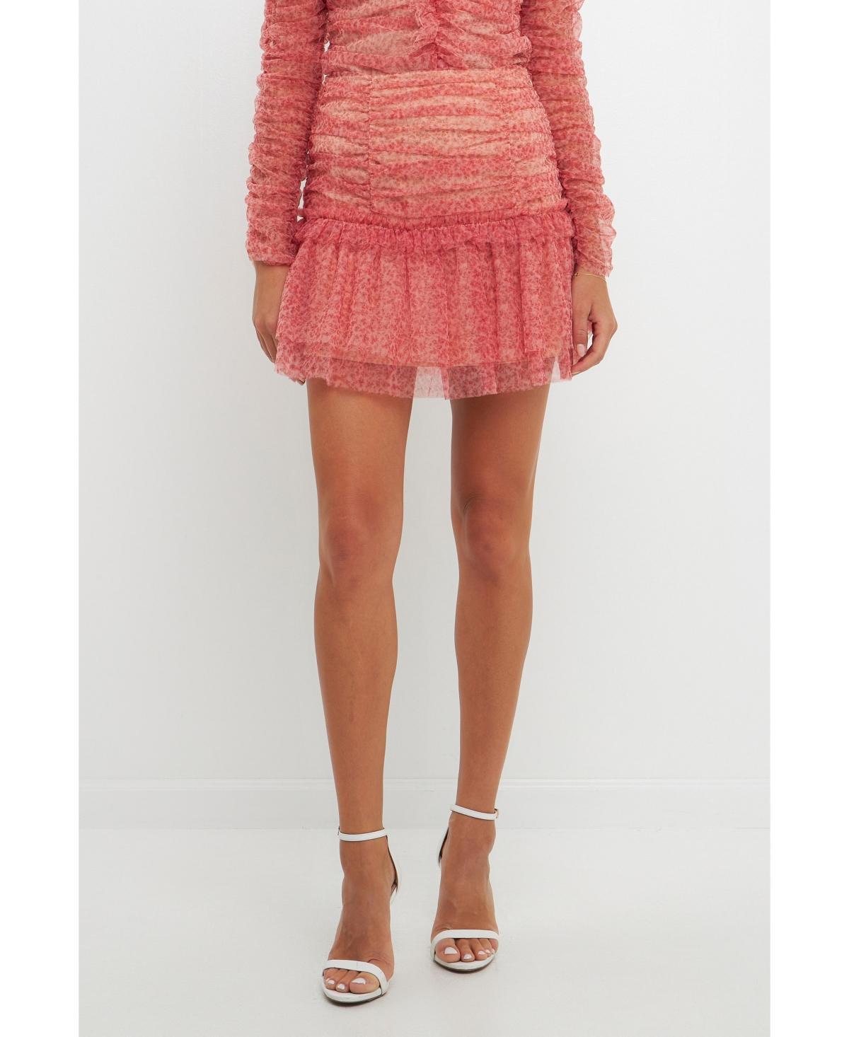 Endless Rose Floral Ruched Mesh Miniskirt Product Image