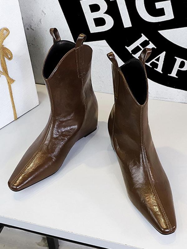 Pointed-Toe Solid Color Split-Joint Boots Shoes product image