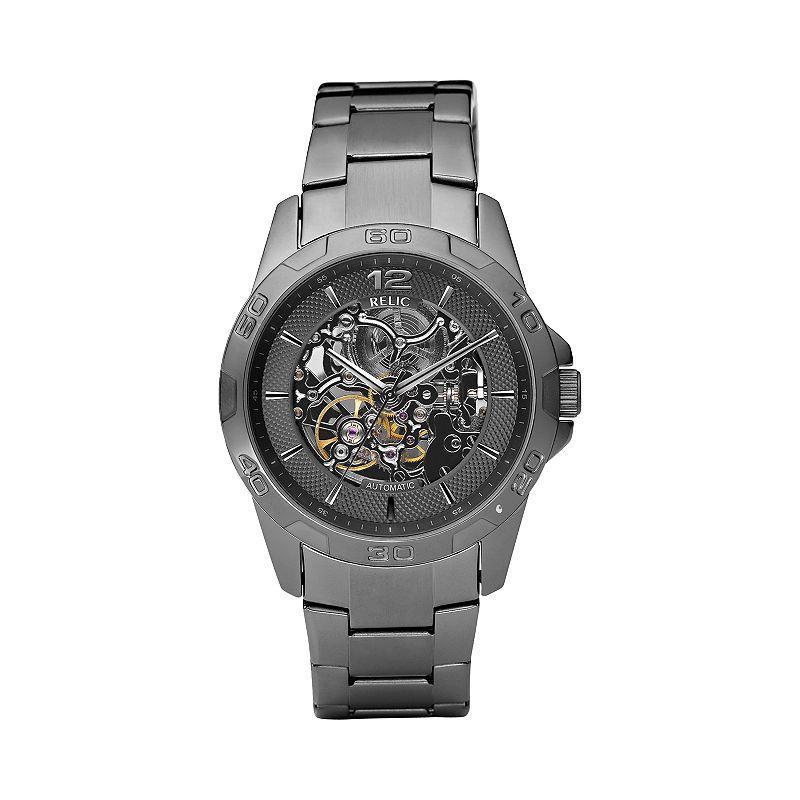 Relic by Fossil Mens Stainless Steel Automatic Skeleton Watch Gun Grey Product Image