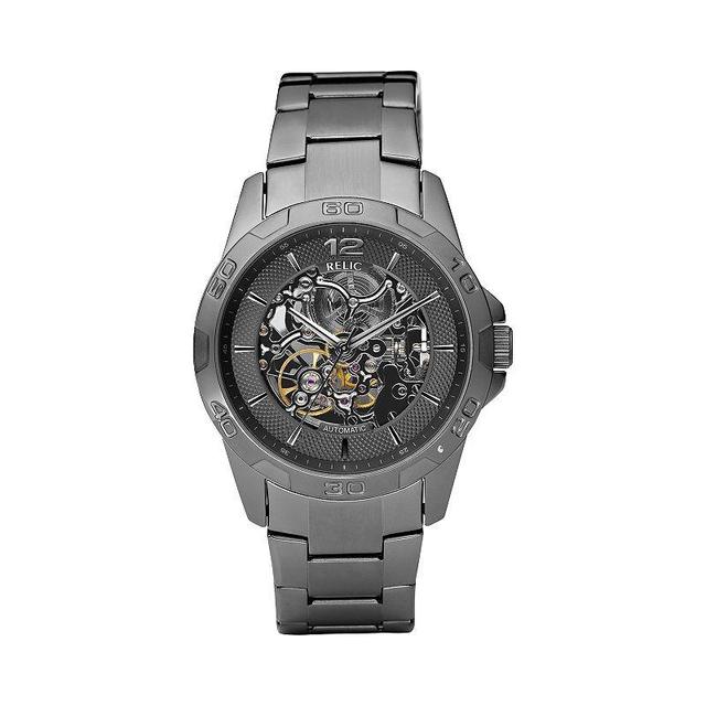 Relic by Fossil Mens Stainless Steel Automatic Skeleton Watch Gun Grey Product Image