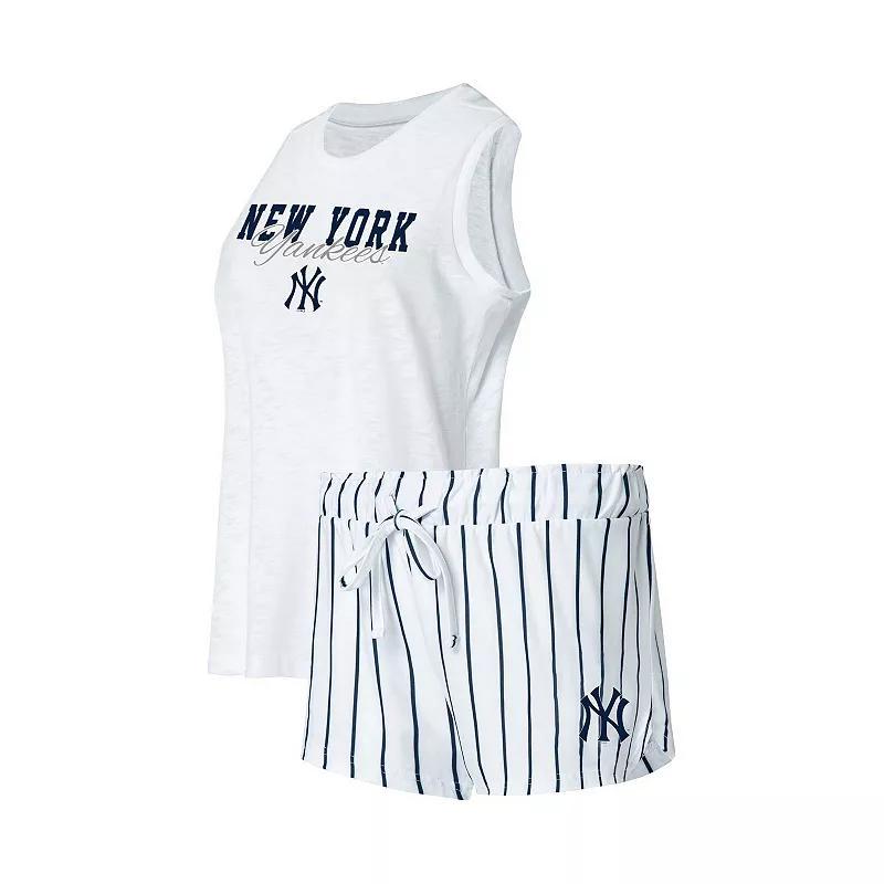 Womens Concepts Sport New York Yankees Reel Pinstripe Tank Top & Shorts Sleep Set Product Image