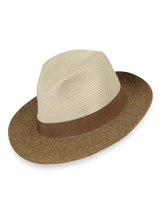 Straw Blend Fedora With Ribbon Band - Ivory/tan Product Image