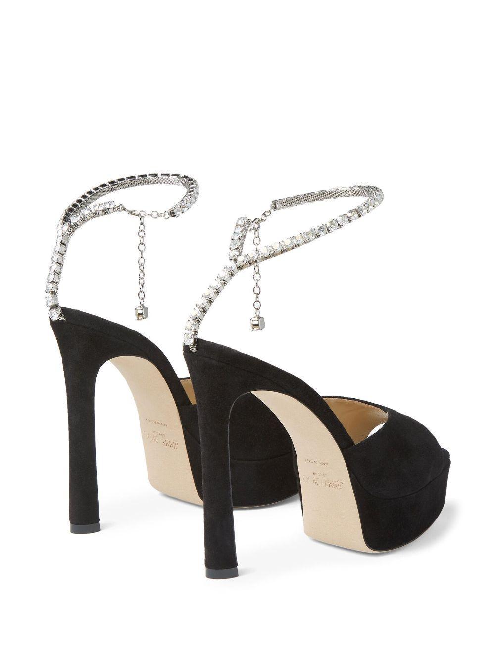 JIMMY CHOO Saeda 125 Suede Sandals In Black Product Image