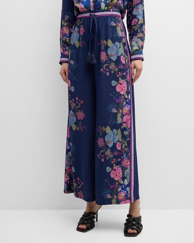 Valeria Floral-Print Wide-Leg Silk Pants Product Image