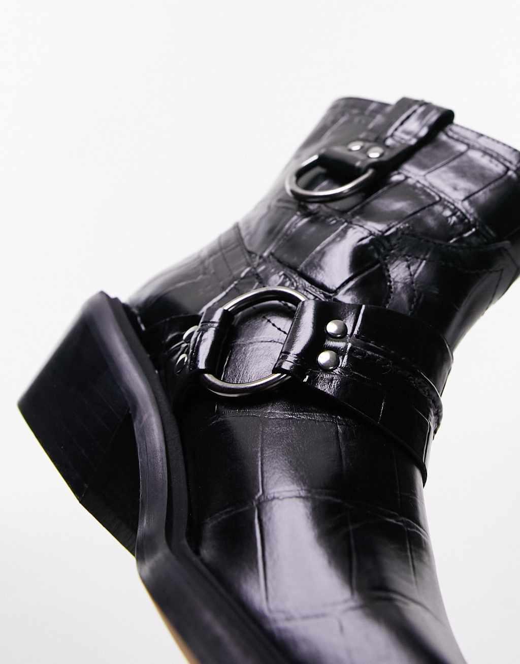 Topshop Roxy premium leather western biker boots Product Image