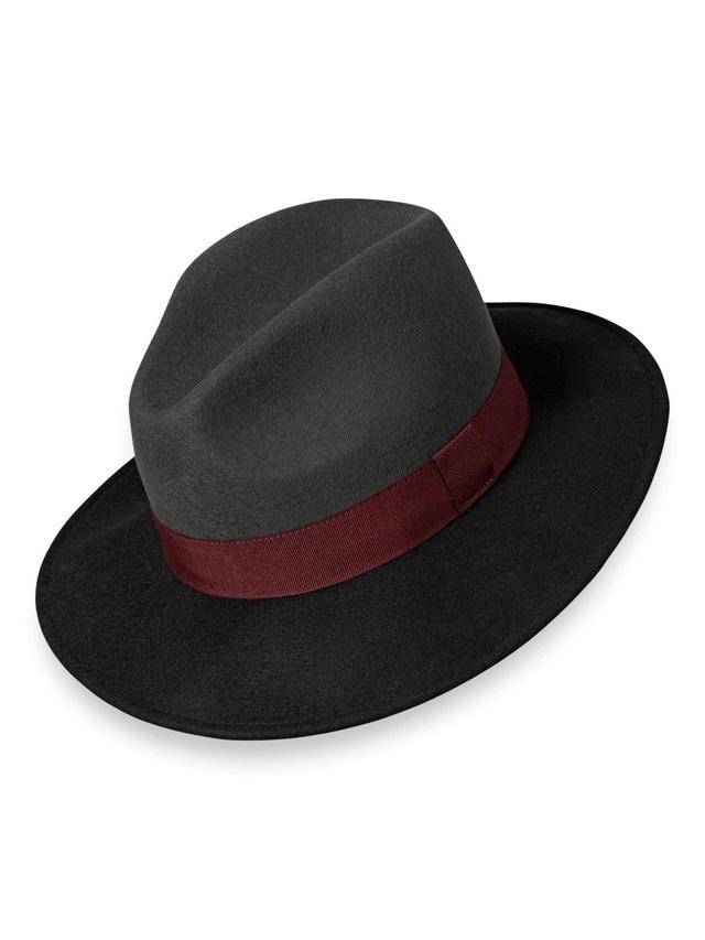 Wool Fedora With Ribbon Band - Grey/black Product Image