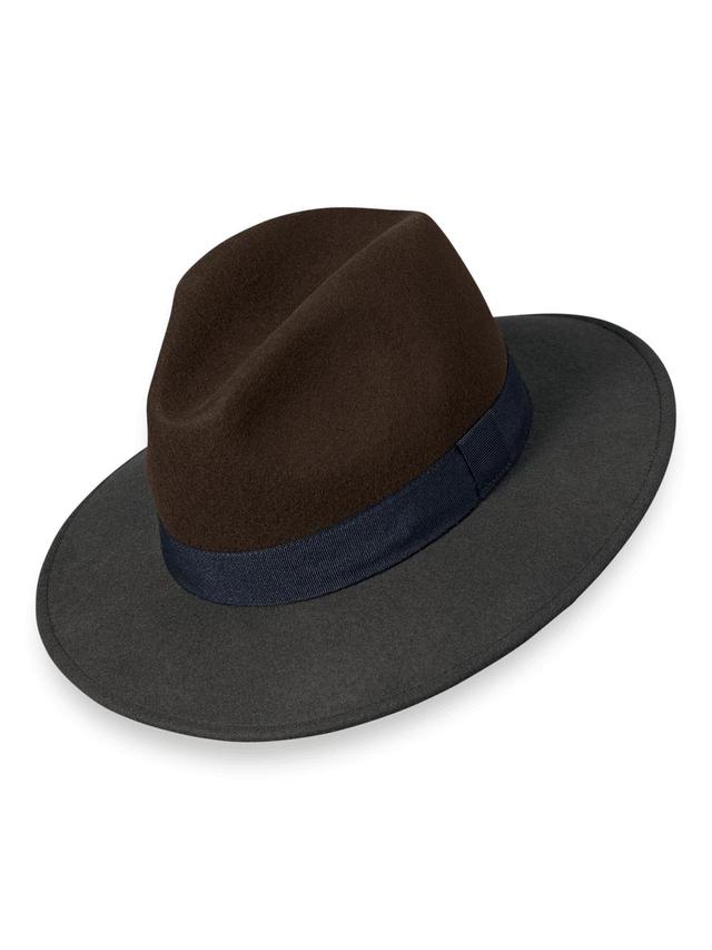 Wool Fedora With Ribbon Band - Brown/grey Product Image