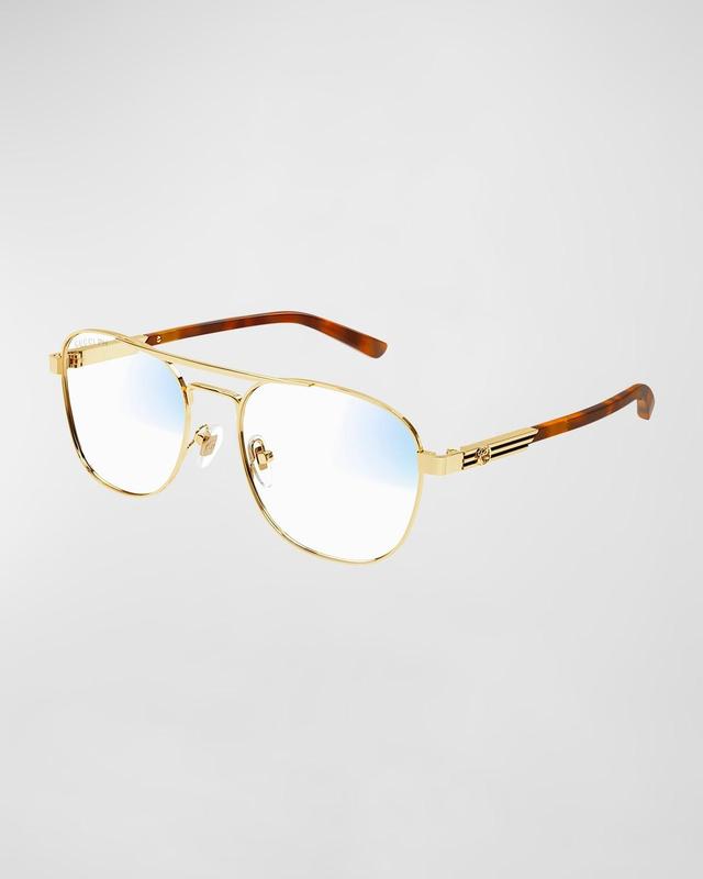 Gucci Men's Double Bridge Metal Aviator Sunglasses - 001 GOLD Product Image