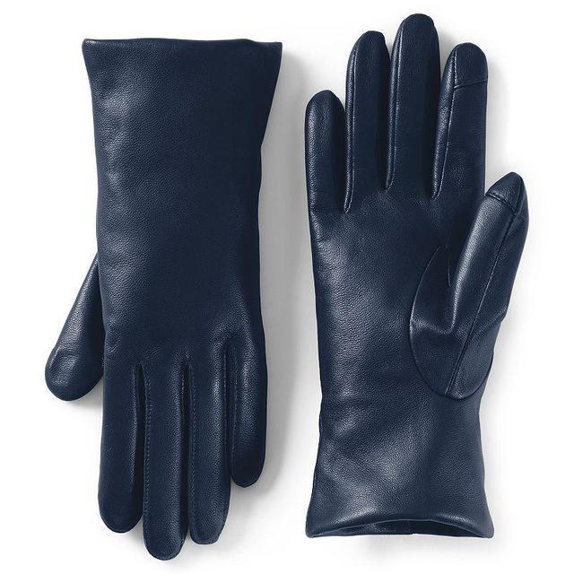 Lands End Womens Ez Touch Screen Cashmere Lined Leather Gloves Product Image