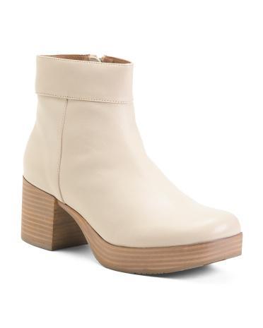 Leather Velma Block Heel Booties for Women Product Image