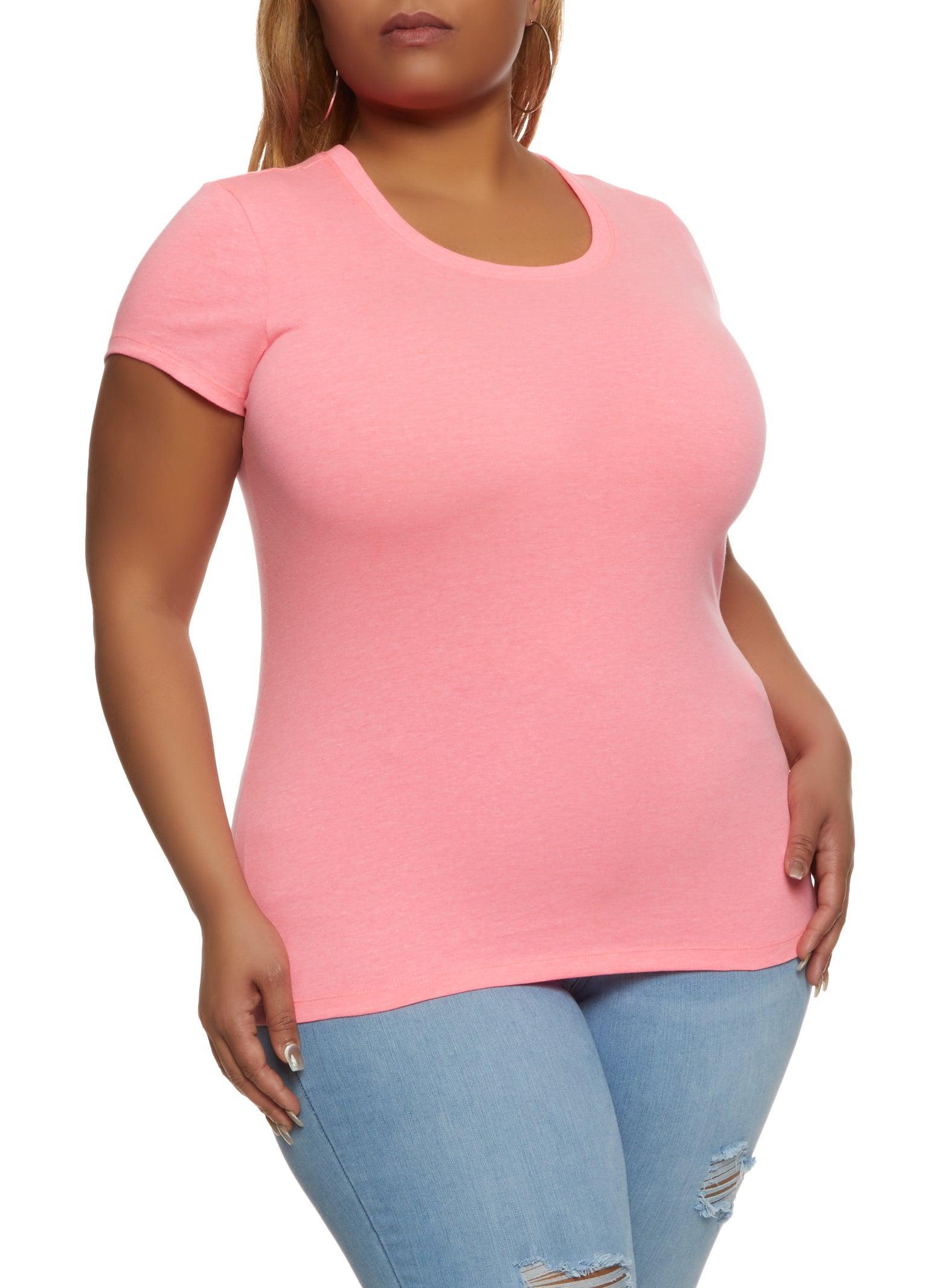 Womens Plus Size Basic Short Sleeve Crew Neck Tee Product Image