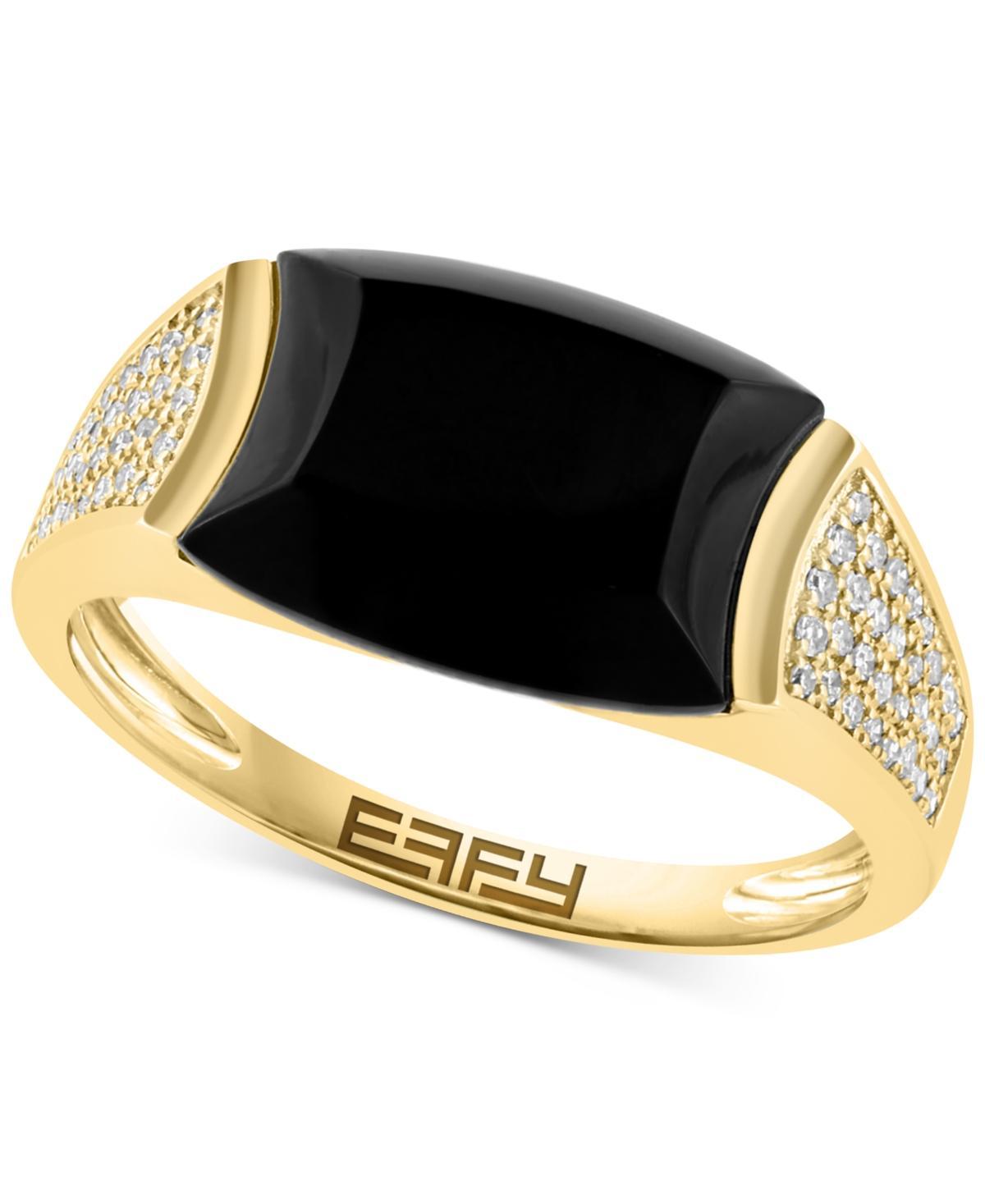 Effy Mens Onyx & Diamond Statement Ring (1/5 ct. t.w.) in 14k Gold Product Image