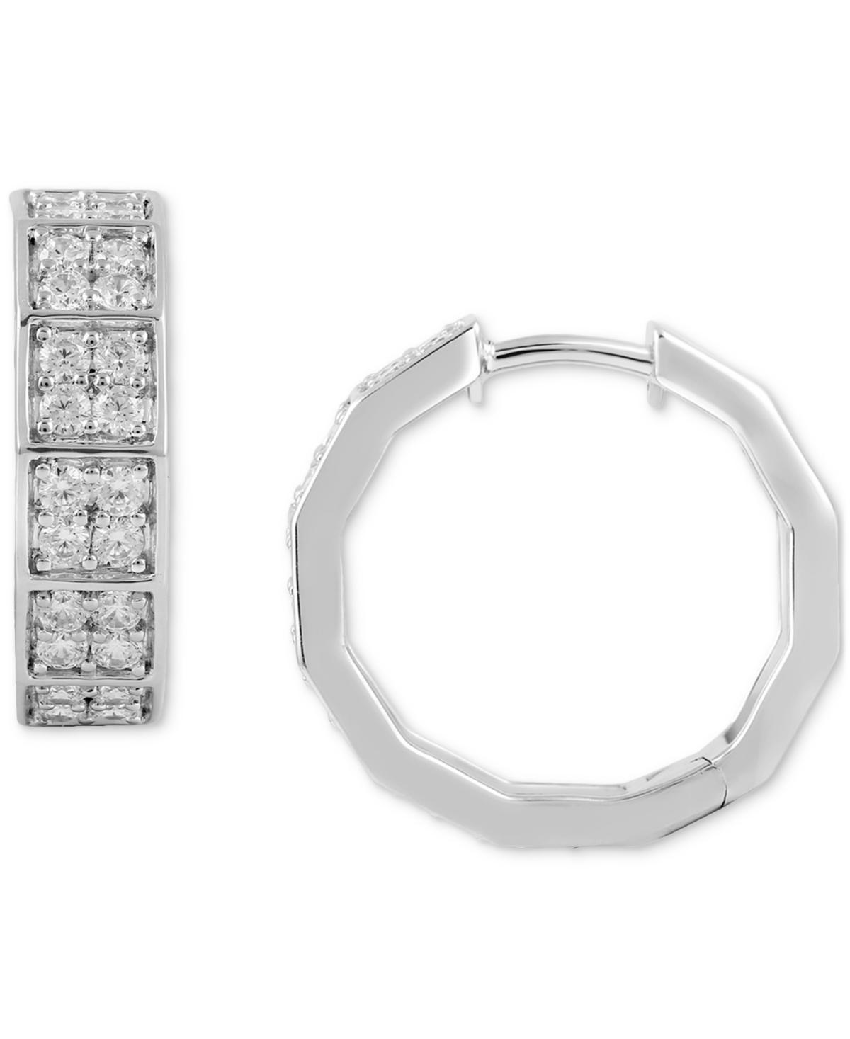 Mens Diamond Square Cluster Geometric Hoop Earrings (1 ct. t.w.), 3/4 Product Image