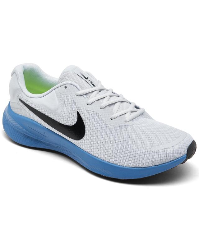 Nike Mens Revolution 7 Running Sneakers from Finish Line - Pure Platinum/Blue Product Image