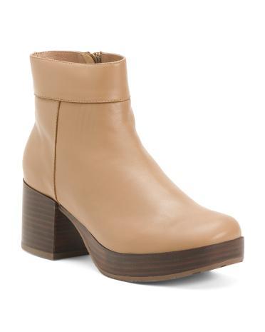 Leather Velma Block Heel Booties for Women Product Image