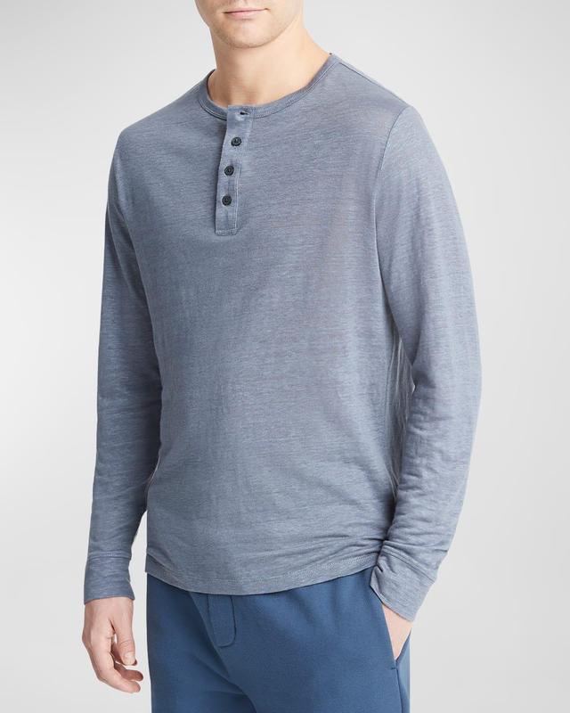 Mens Linen Long-Sleeve Henley Product Image