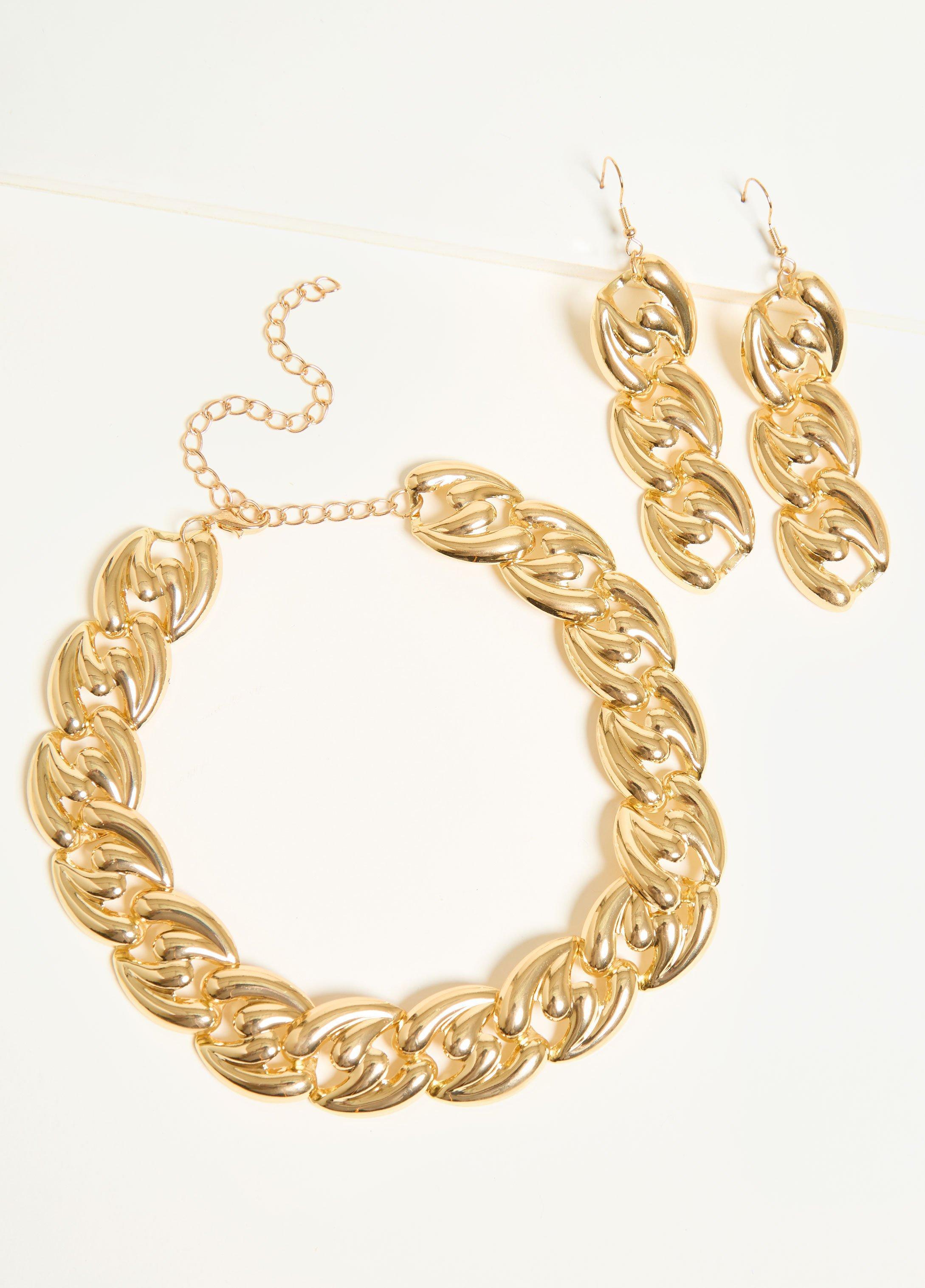 Plus Size Chain Link Necklace Set Ashley Stewart Product Image