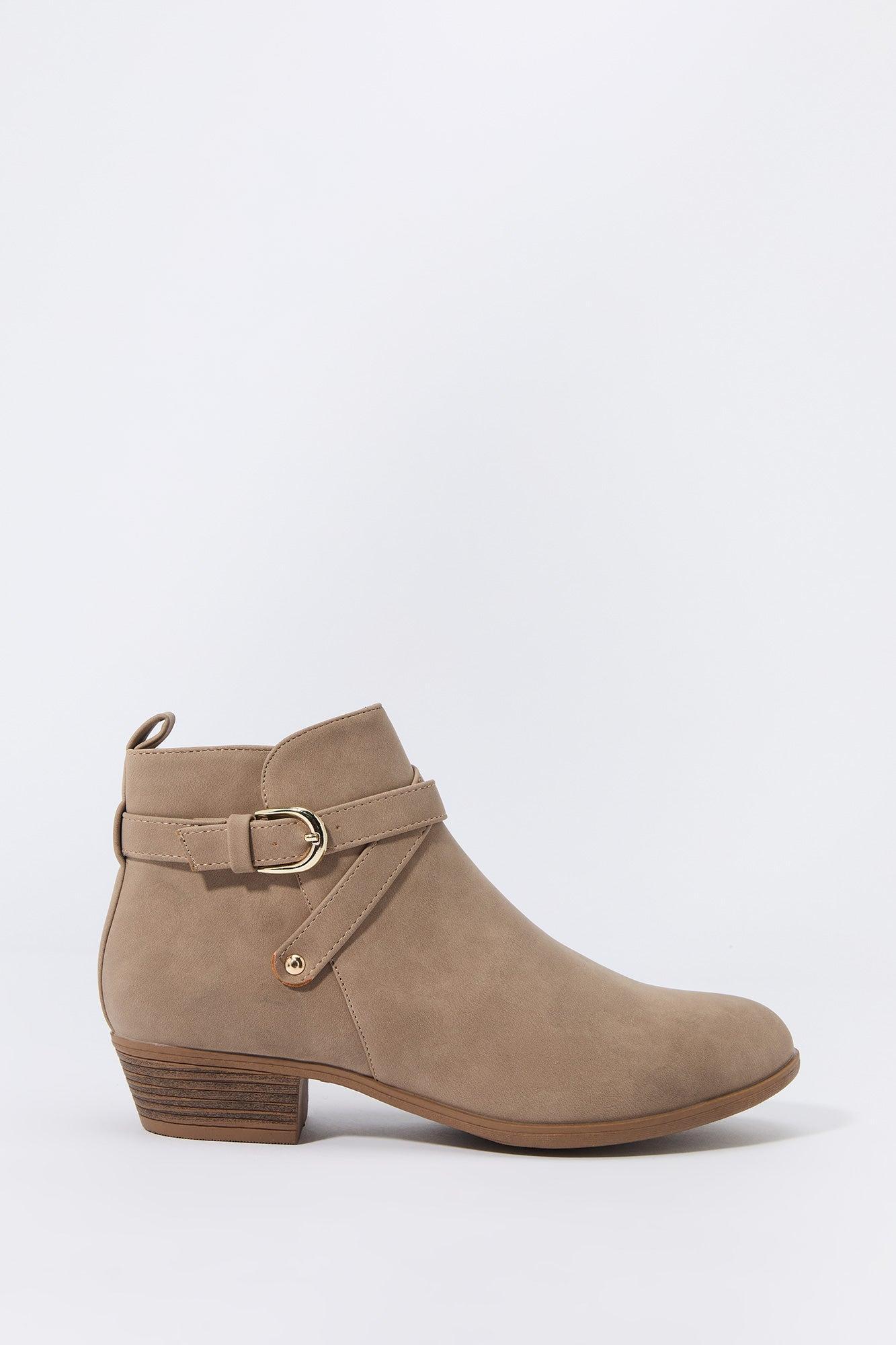 Faux Suede Buckled Chelsea Booties Female product image