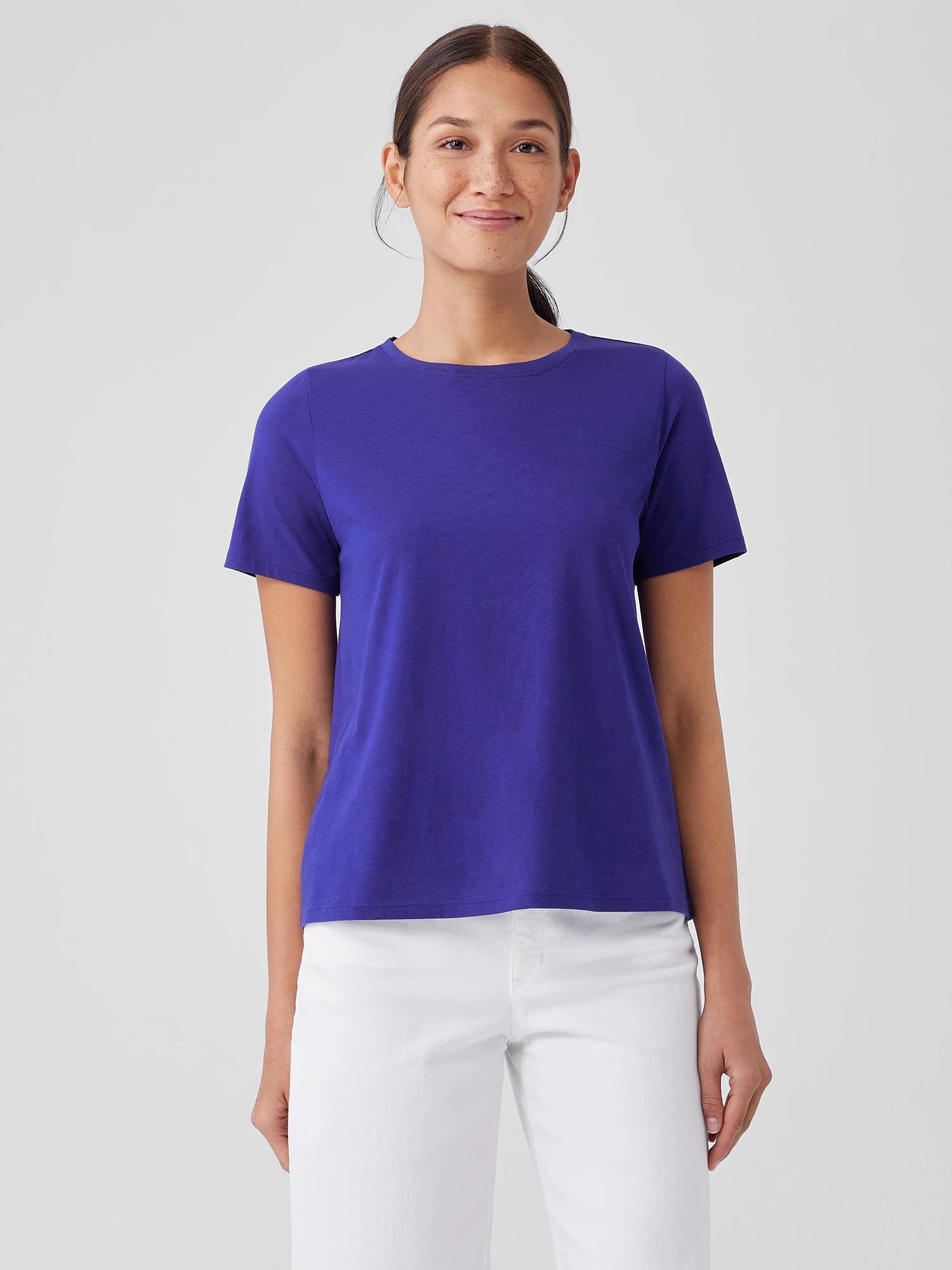 EILEEN FISHER Organic Pima Cotton Jersey Round Neck Teefemale Product Image