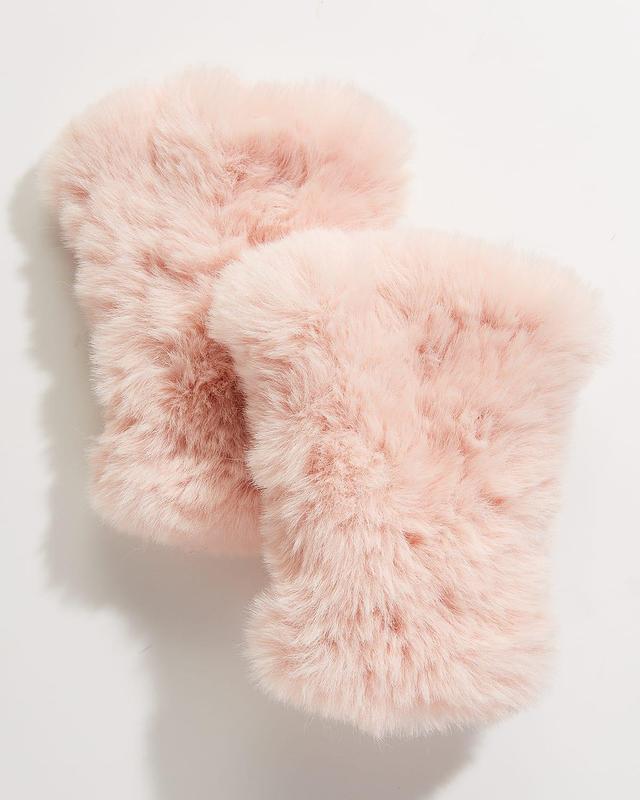 Faux Fur Knitted Fingerless Mittens Product Image