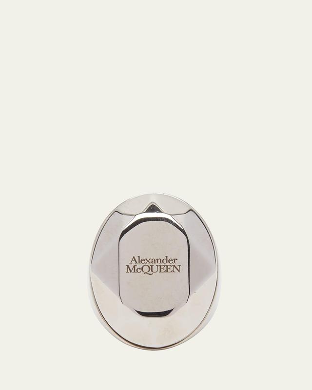 Alexander McQueen Mens Faceted Logo Signet Ring Product Image