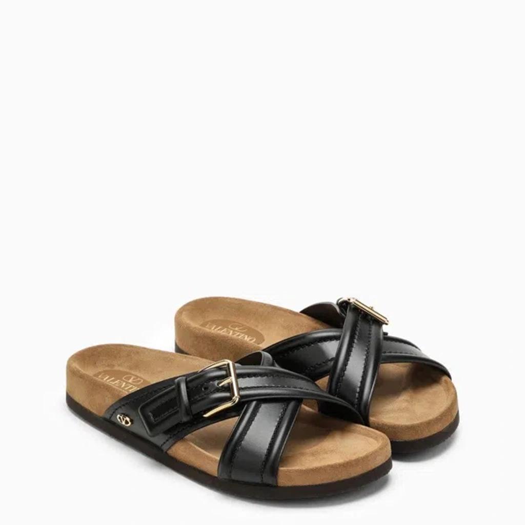 VALENTINO GARAVANI Fussfriend Buckled Leather Slides In Black Product Image