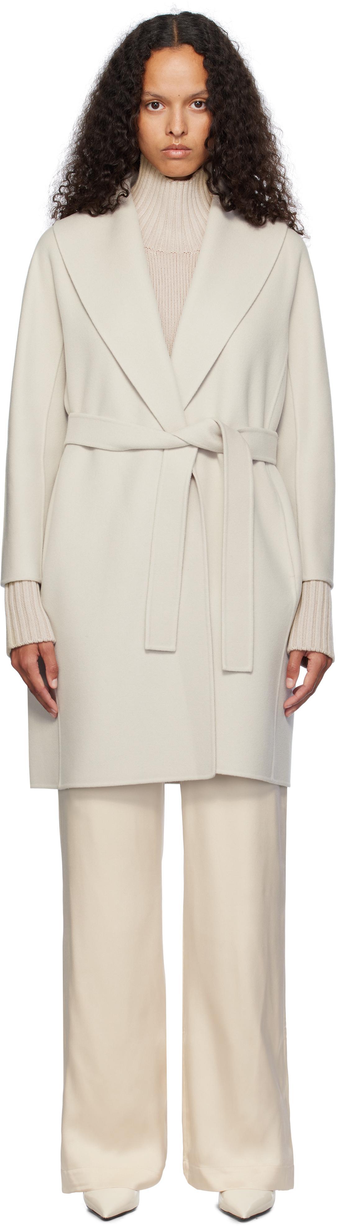 MAX MARA Messi Brushed Wool Belted Coat In Pearl Grey Product Image