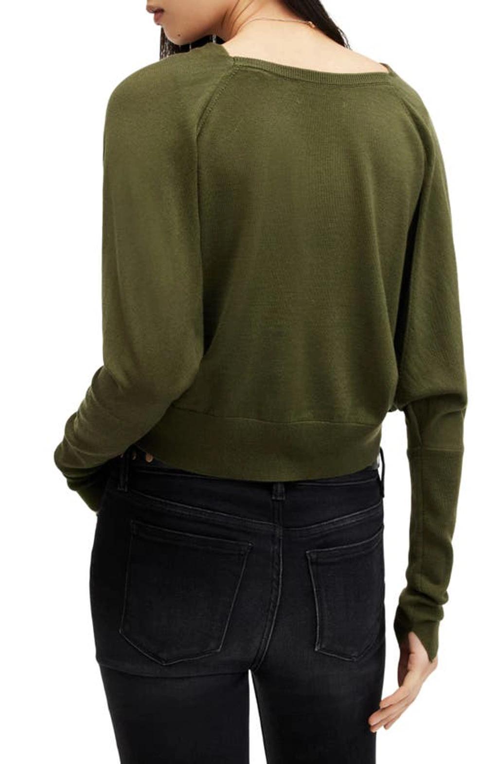 Ridley Cropped Wool Sweater In Forest Green Product Image