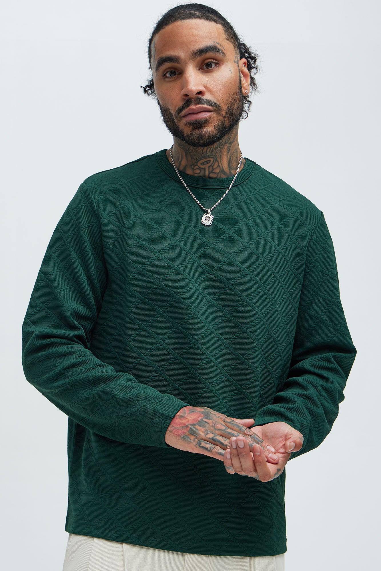 Lingo Textured Long Sleeve Tee - Green Product Image