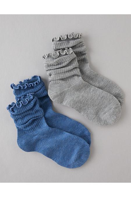 AE Ruffled Crew Socks 2-Pack Women's Product Image